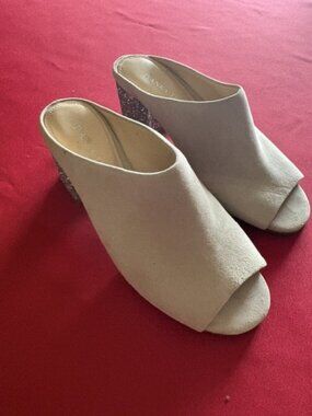 Ivanka Trump Evia Suede Peep-Toe Mules Size 6.5